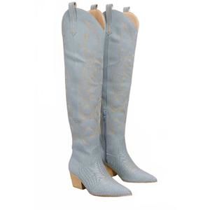 NEW MI.IM women's veronica denim knee high boots in blue